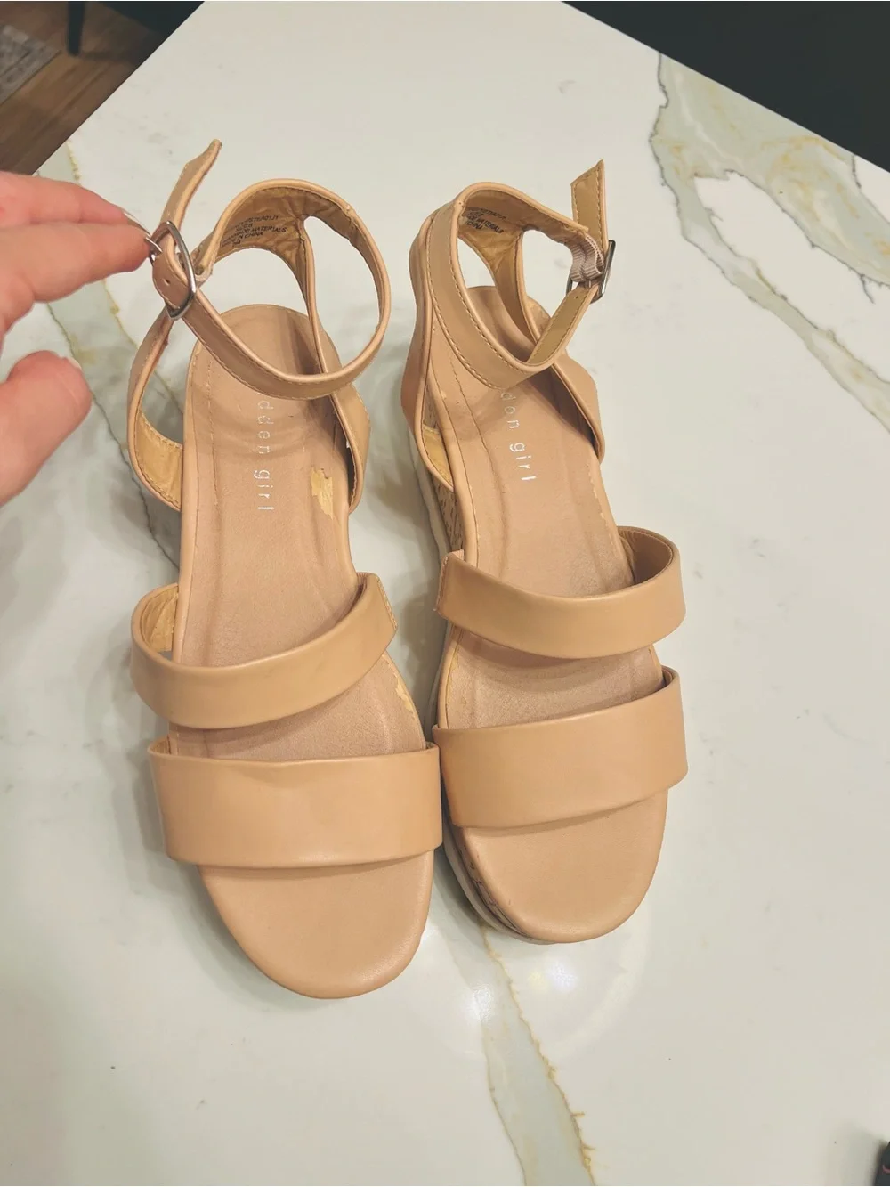 Madden Girl Women’s Nude Cork Platform Sandal with Ankle Strap
